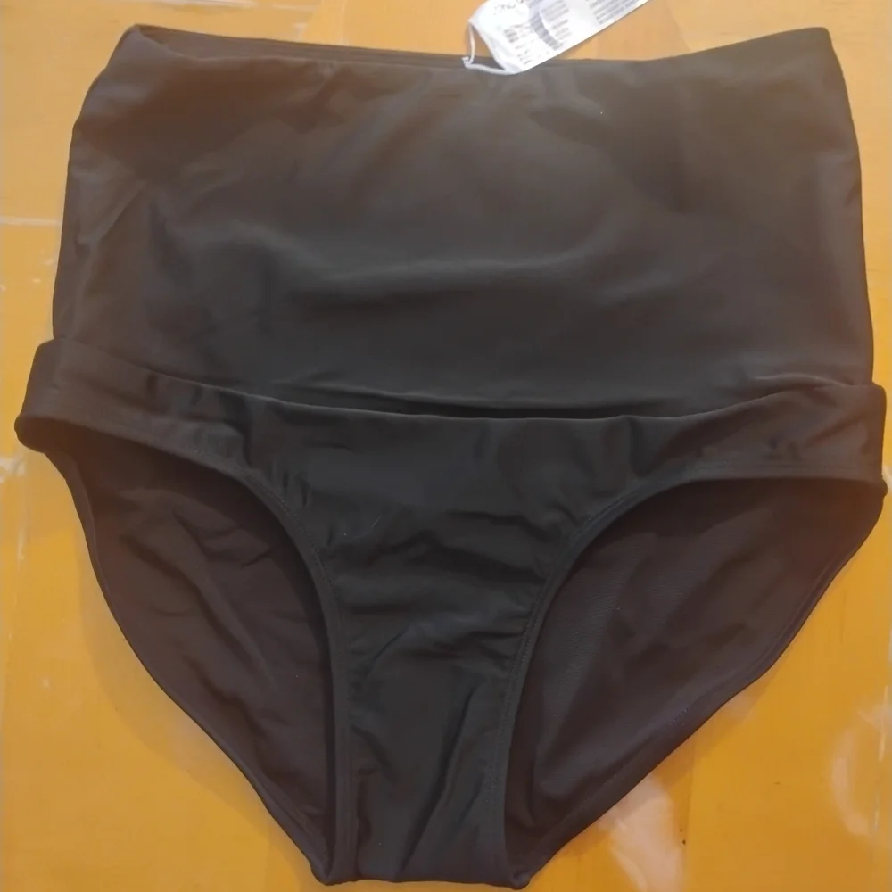 High-Waisted Tummy Control Bikini Bottom - Black - Picture 8 of 11